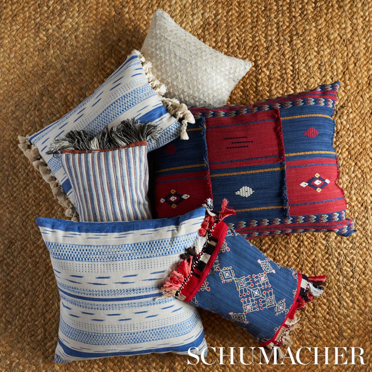 Schumacher Indigo 18" x 12" Kalindi Embroidery Pillow