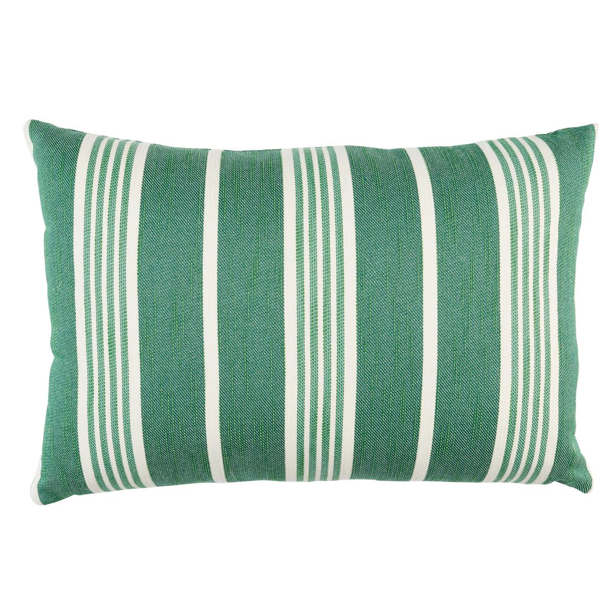 Schumacher Hampton Stripe I/O Emerald 20" x 14" Pillow