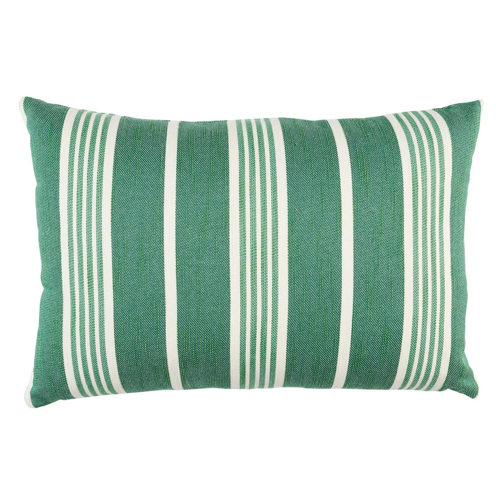 Schumacher Hampton Stripe I/O Emerald 20" x 14" Pillow