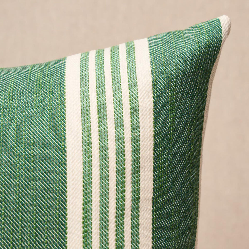 Schumacher Hampton Stripe I/O Emerald 20" x 14" Pillow