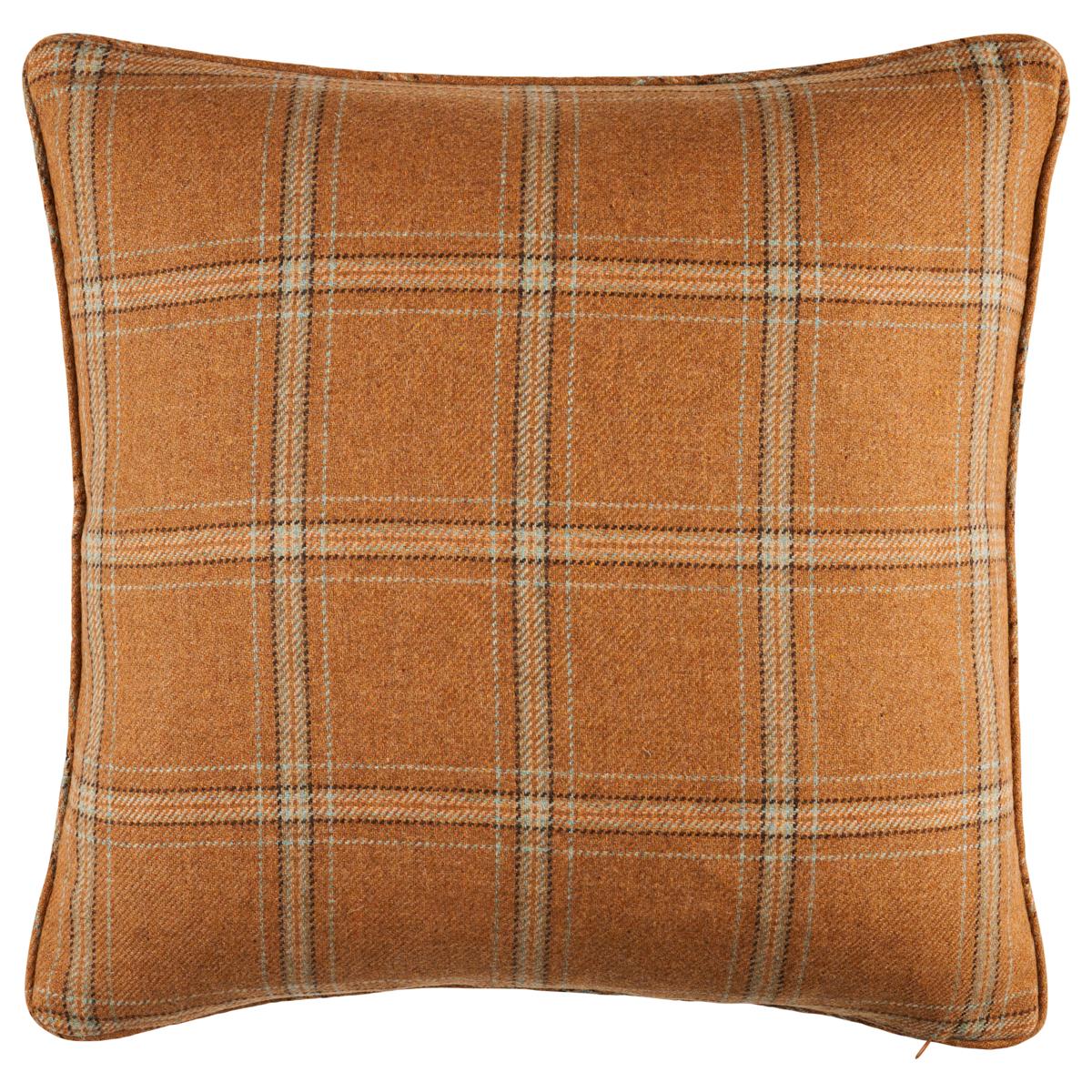 Schumacher Camel 20" x 20" Blackburn Merino Plaid Pillow