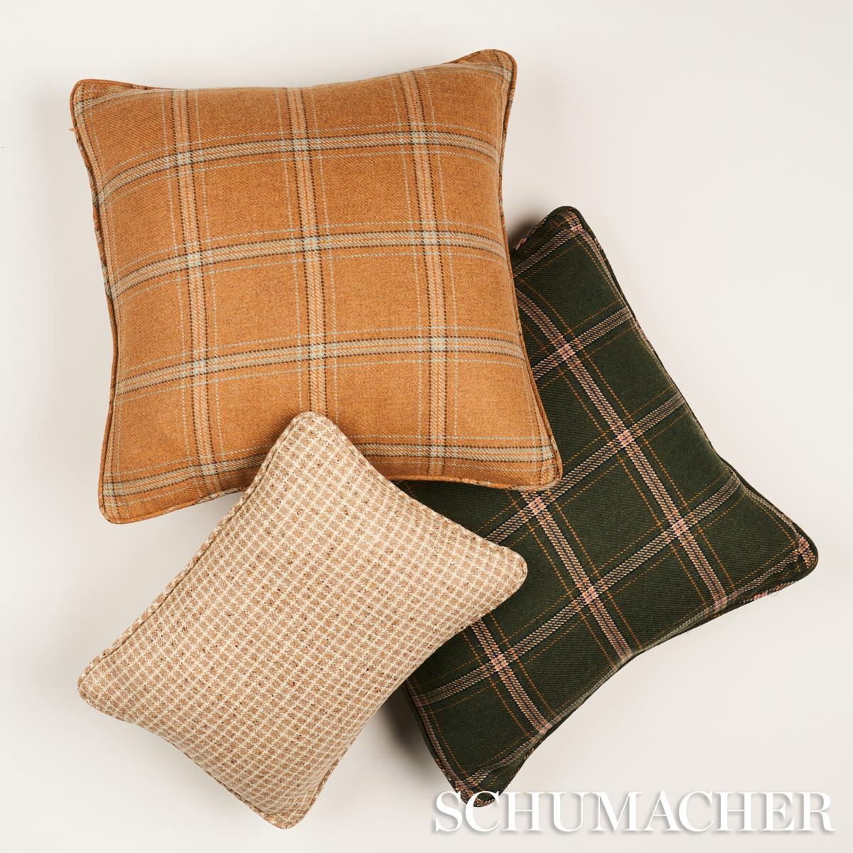 Schumacher Camel 20" x 20" Blackburn Merino Plaid Pillow