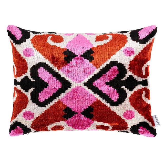 Schumacher Pink & Orange 20" x 16" Adana Silk Velvet Pillow