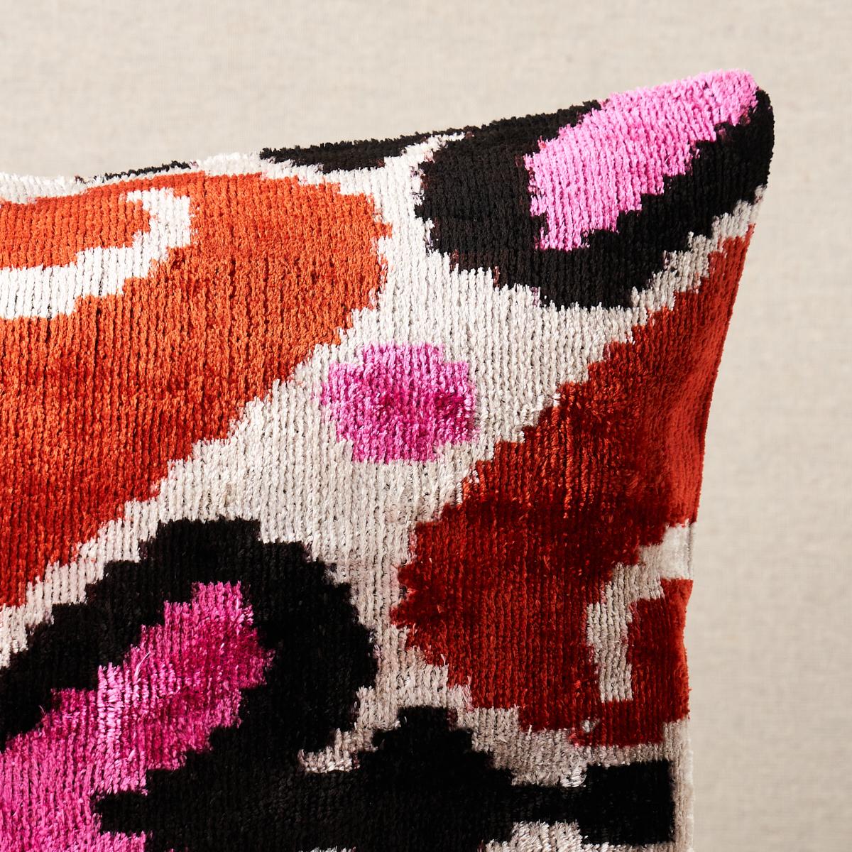 Schumacher Pink & Orange 20" x 16" Adana Silk Velvet Pillow