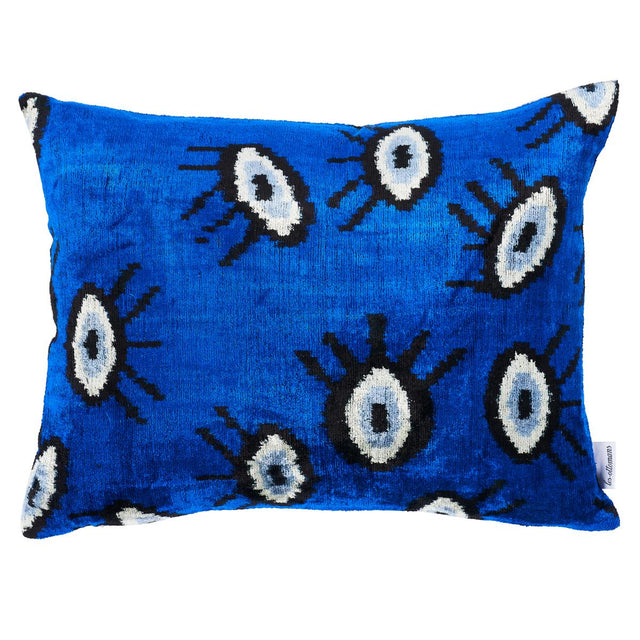 Schumacher Indigo 20" x 16" Bodrum Silk Velvet Pillow