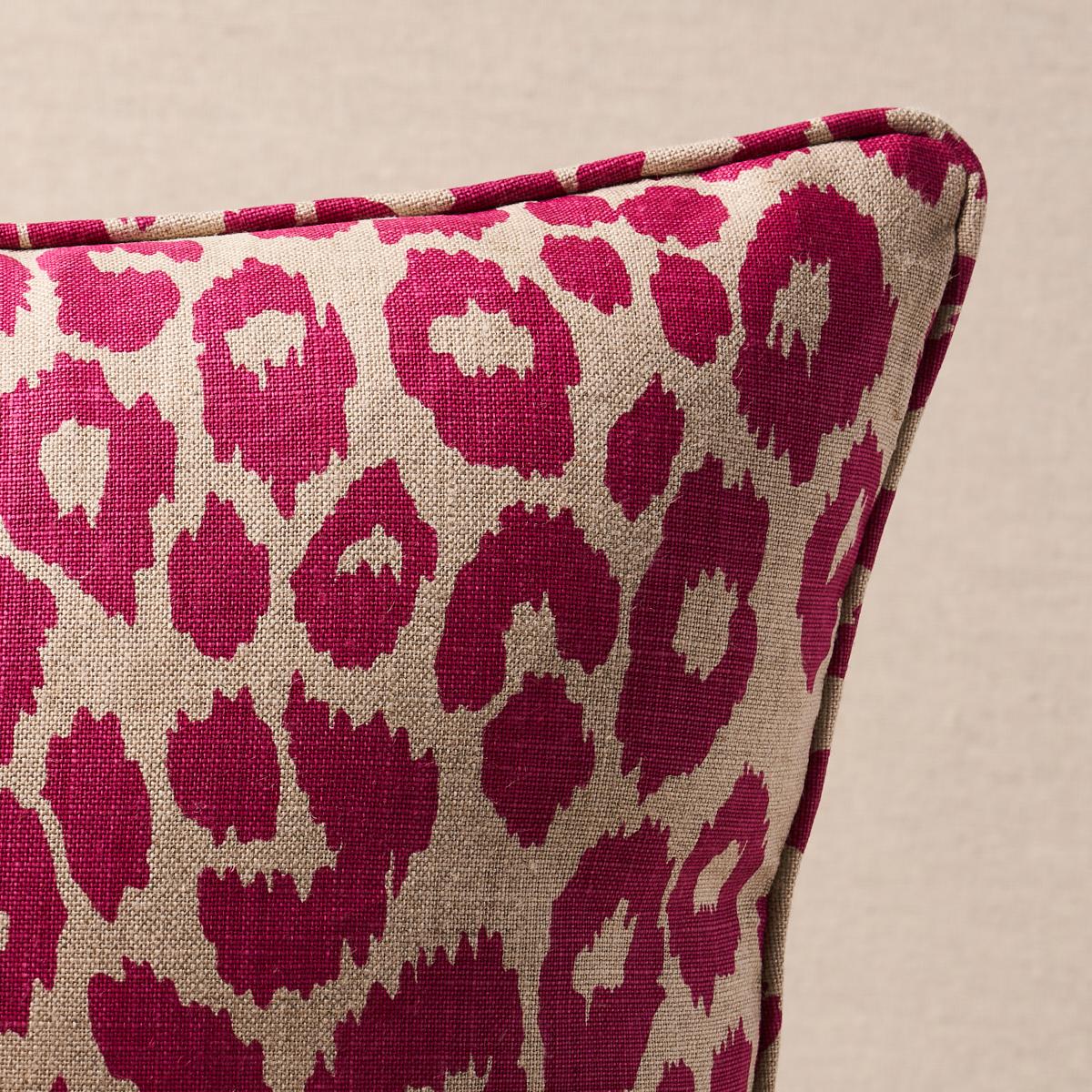 Schumacher Fuschia/Natural 20" x 20" Iconic Leopard Pillow