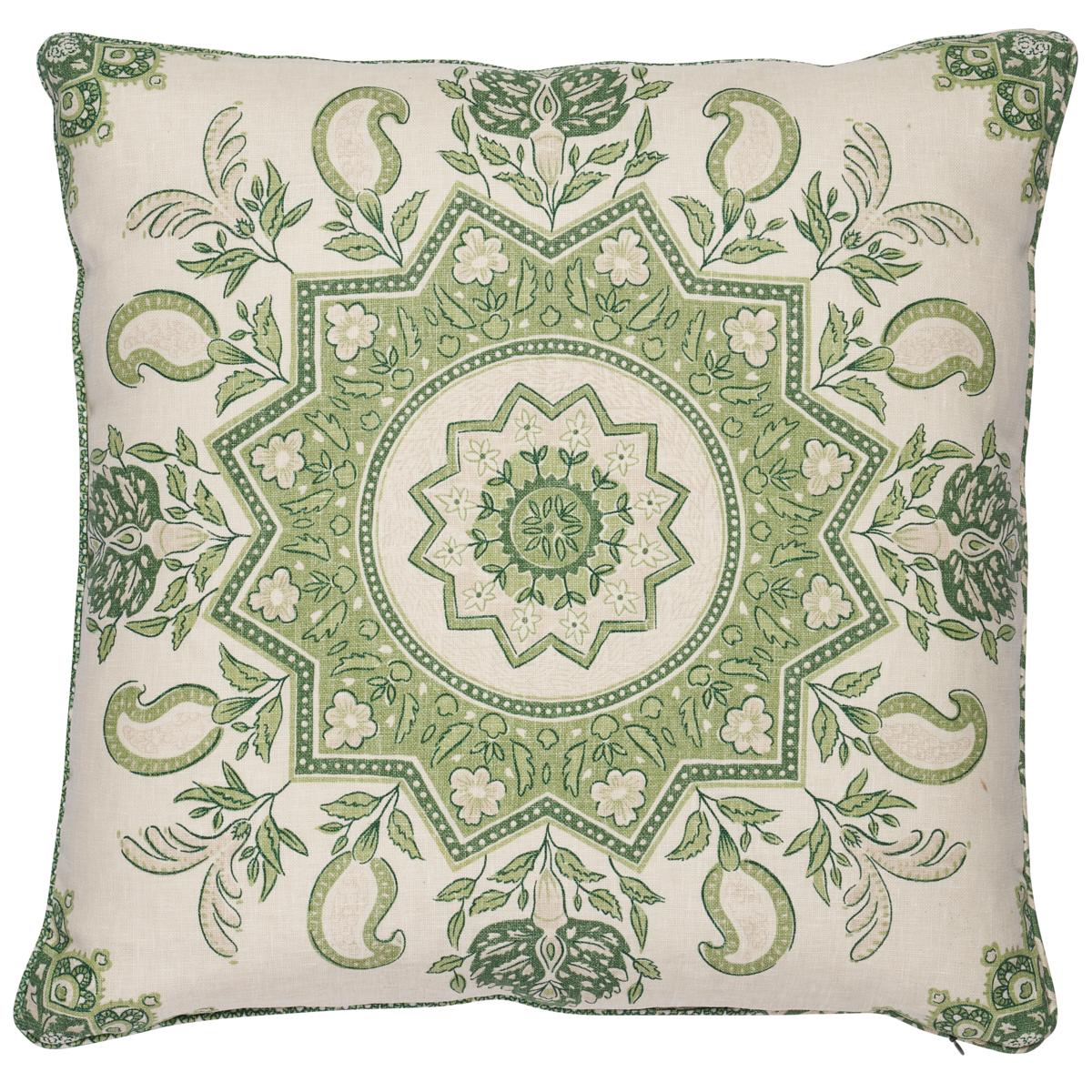 Schumacher Leaf Green 20" x 20" Montecito Medallion Pillow