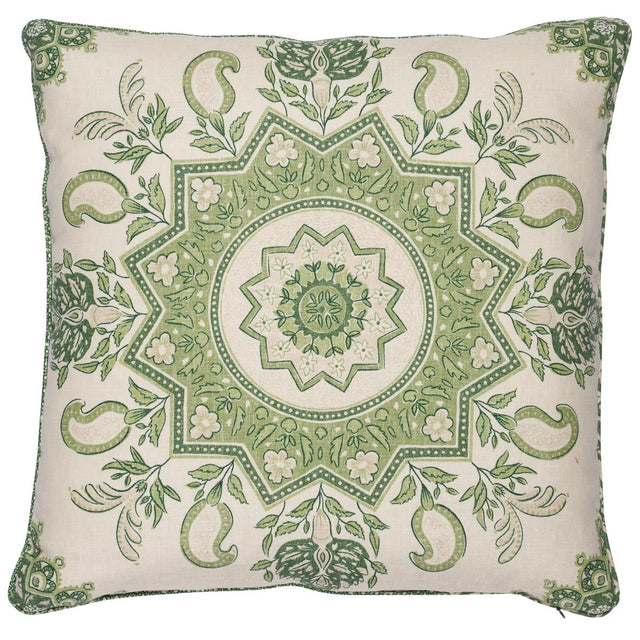 Schumacher Leaf Green 20" x 20" Montecito Medallion Pillow