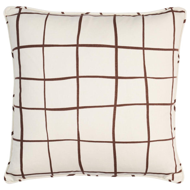 Schumacher Painterly Windowpane Brown 22" x 22" Pillow