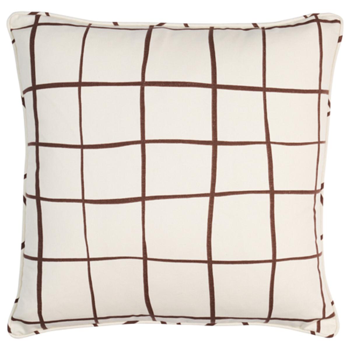 Schumacher Painterly Windowpane Brown 22" x 22" Pillow
