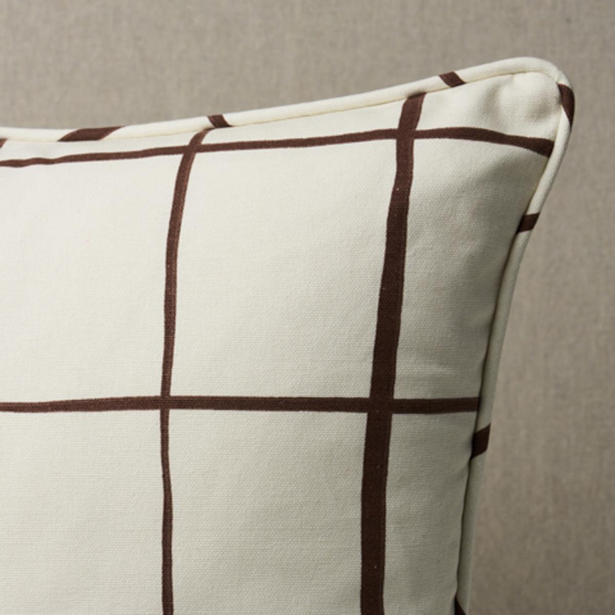 Schumacher Painterly Windowpane Brown 22" x 22" Pillow