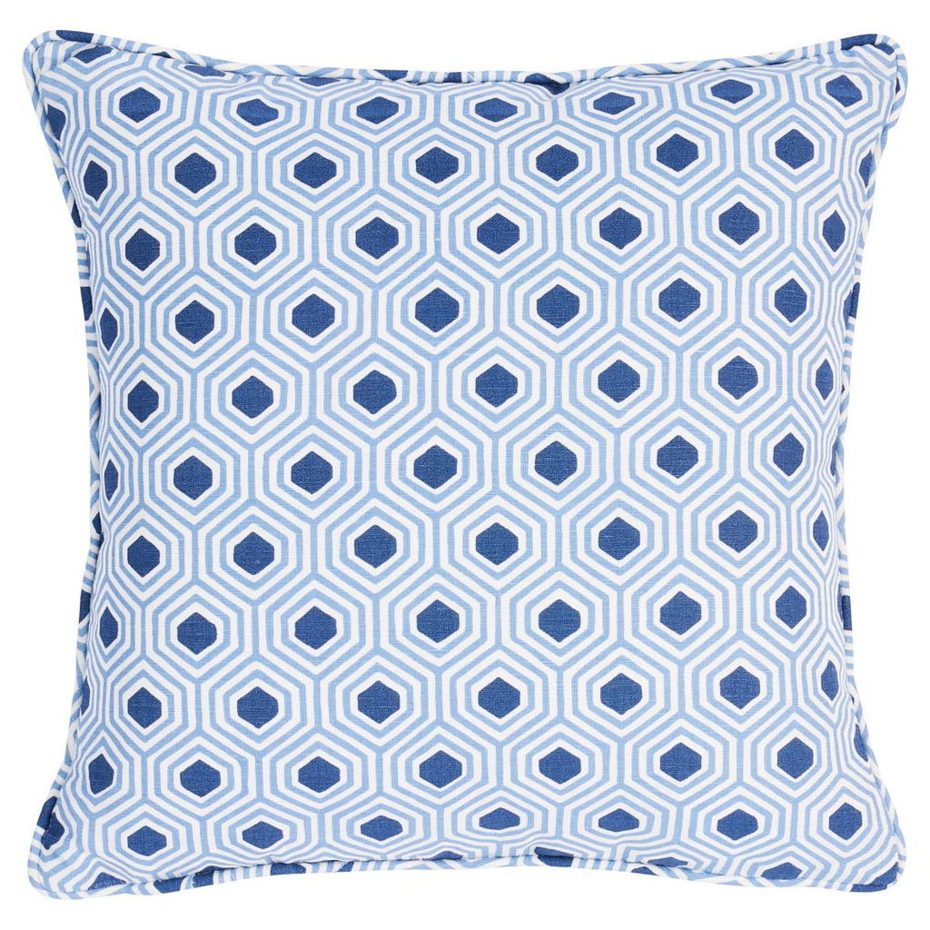 Schumacher Otis Hand Print Blue 18" x 18" Pillow