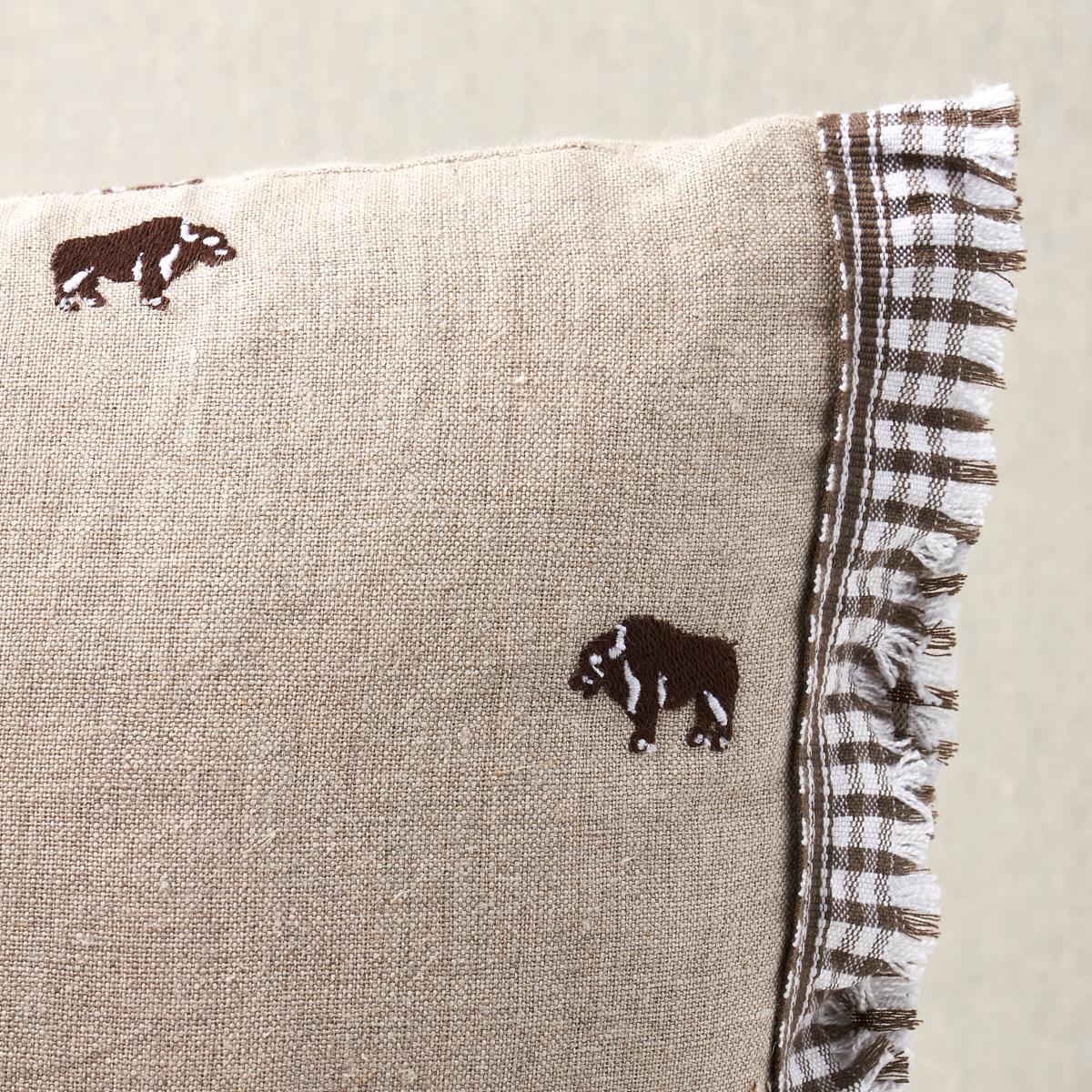 Schumacher Natural 18" x 12" Buffalo Embroidery Pillow