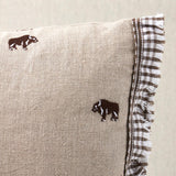 Schumacher Natural 18" x 12" Buffalo Embroidery Pillow