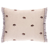 Schumacher Natural 18" x 12" Buffalo Embroidery Pillow