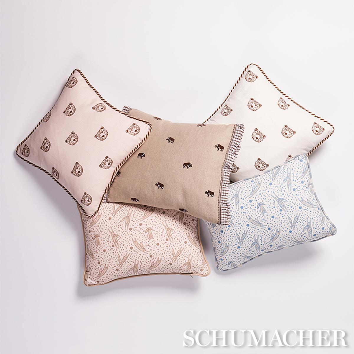 Schumacher Blush 16" x 16" Bear Print Pillow