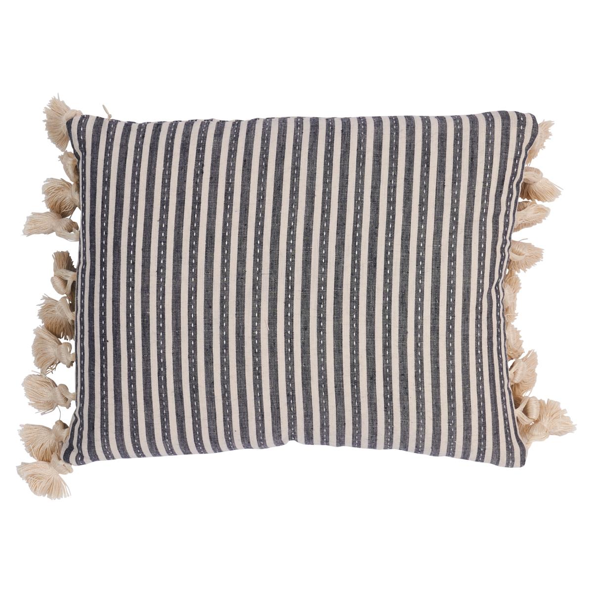 Schumacher Carbon 18" x 12" Mathis Ticking Stripe Pillow
