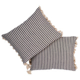 Schumacher Carbon 18" x 12" Mathis Ticking Stripe Pillow