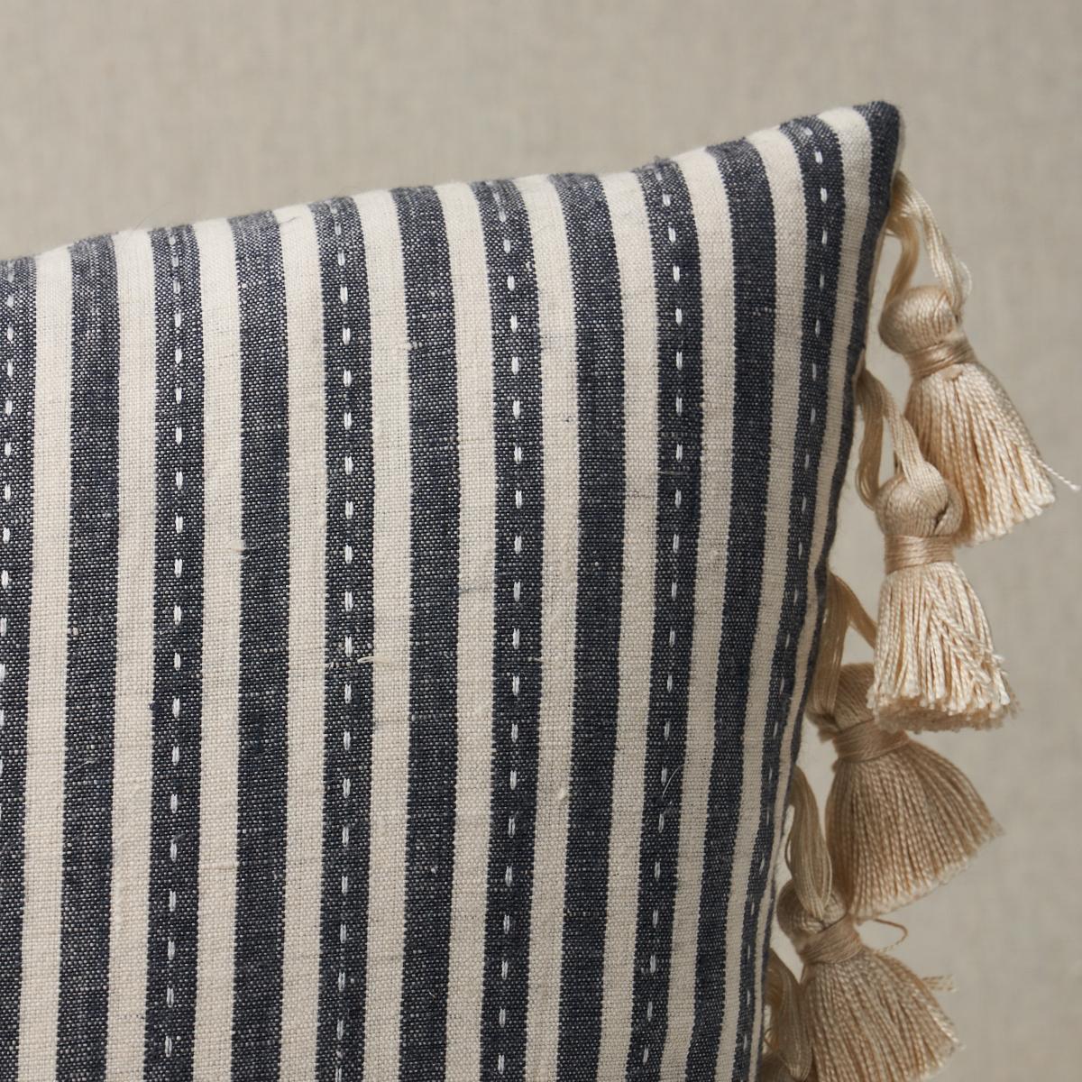 Schumacher Carbon 18" x 12" Mathis Ticking Stripe Pillow