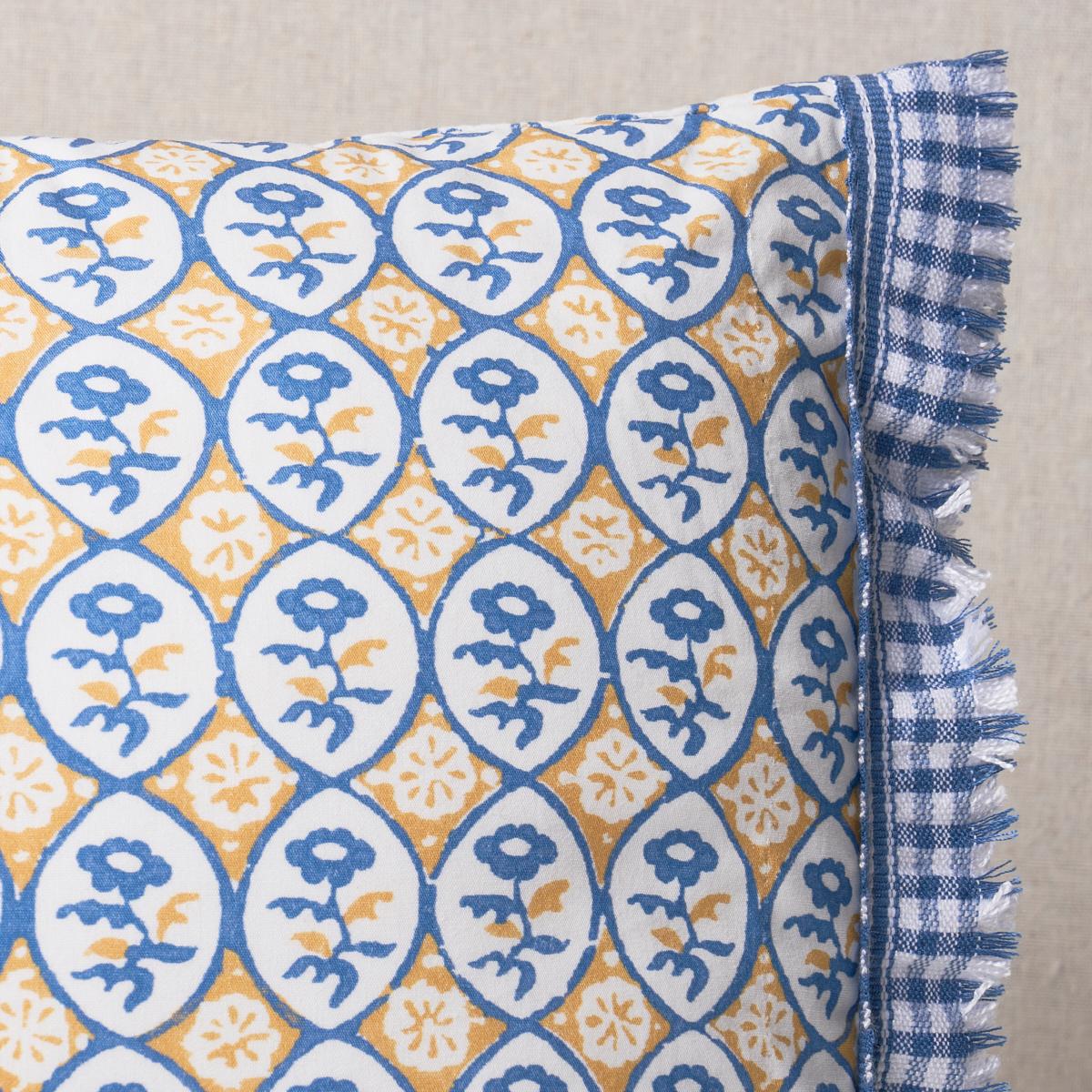 Schumacher Yellow & Blue 18" x 12" Josiane Floral Pillow