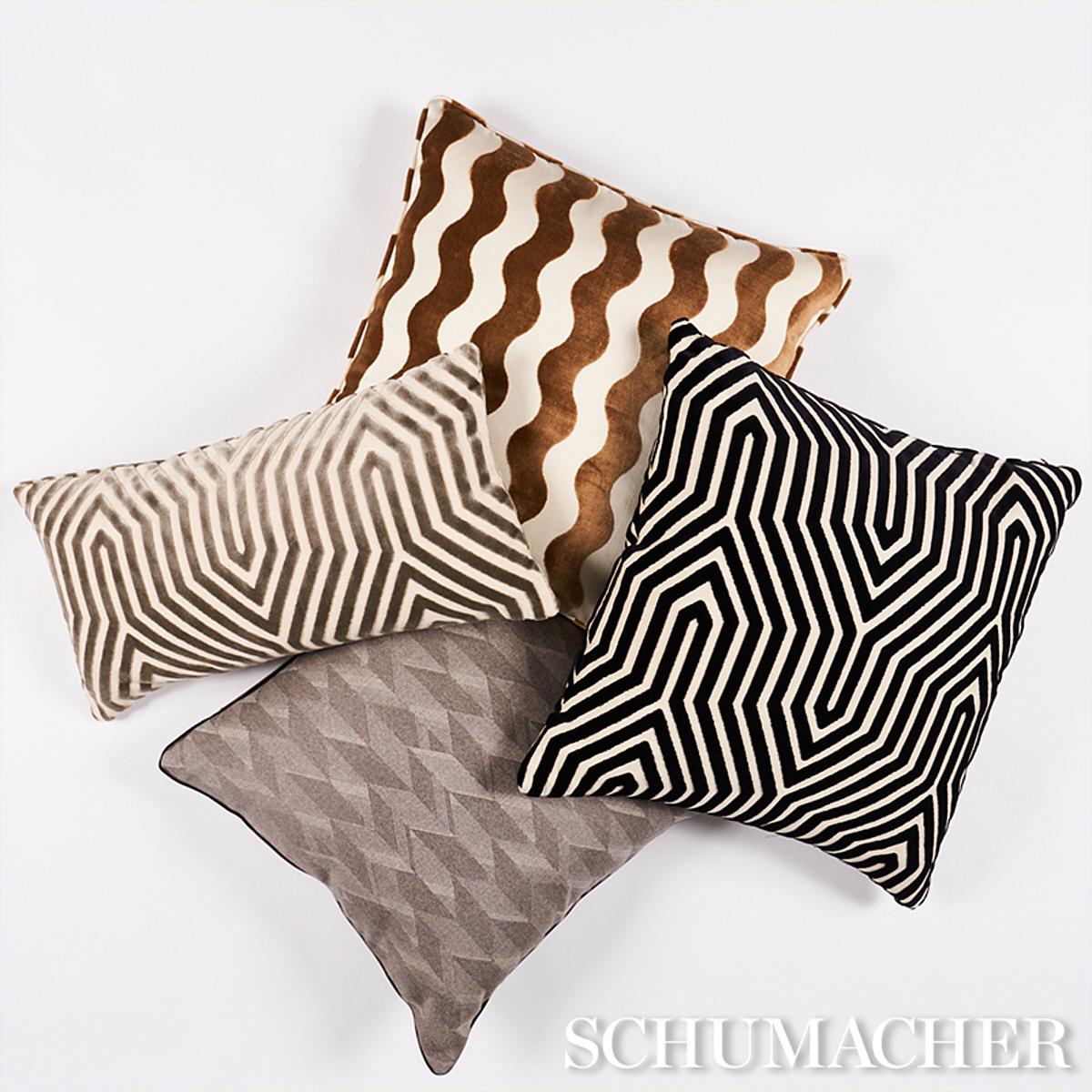Schumacher Vanderbilt Velvet Noir 24" x 12" Pillow