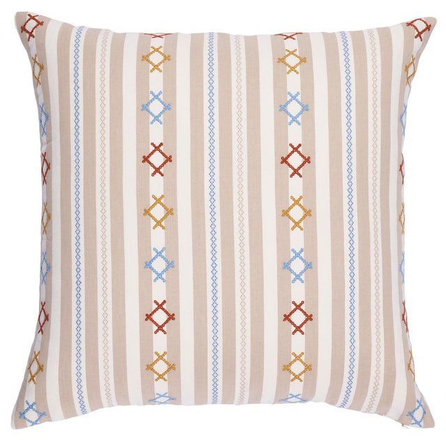 Schumacher Neutral 22" x 22" Rhodes Stripe Pillow