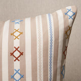 Schumacher Neutral 22" x 22" Rhodes Stripe Pillow