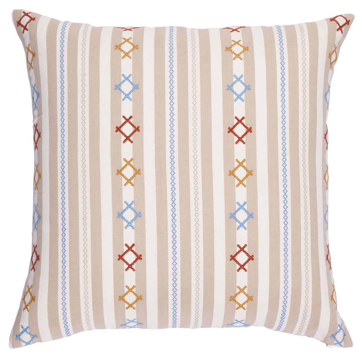 Schumacher Neutral 24" x 24" Rhodes Stripe Pillow