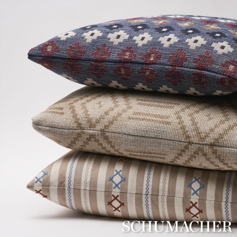 Schumacher Neutral 24" x 24" Rhodes Stripe Pillow