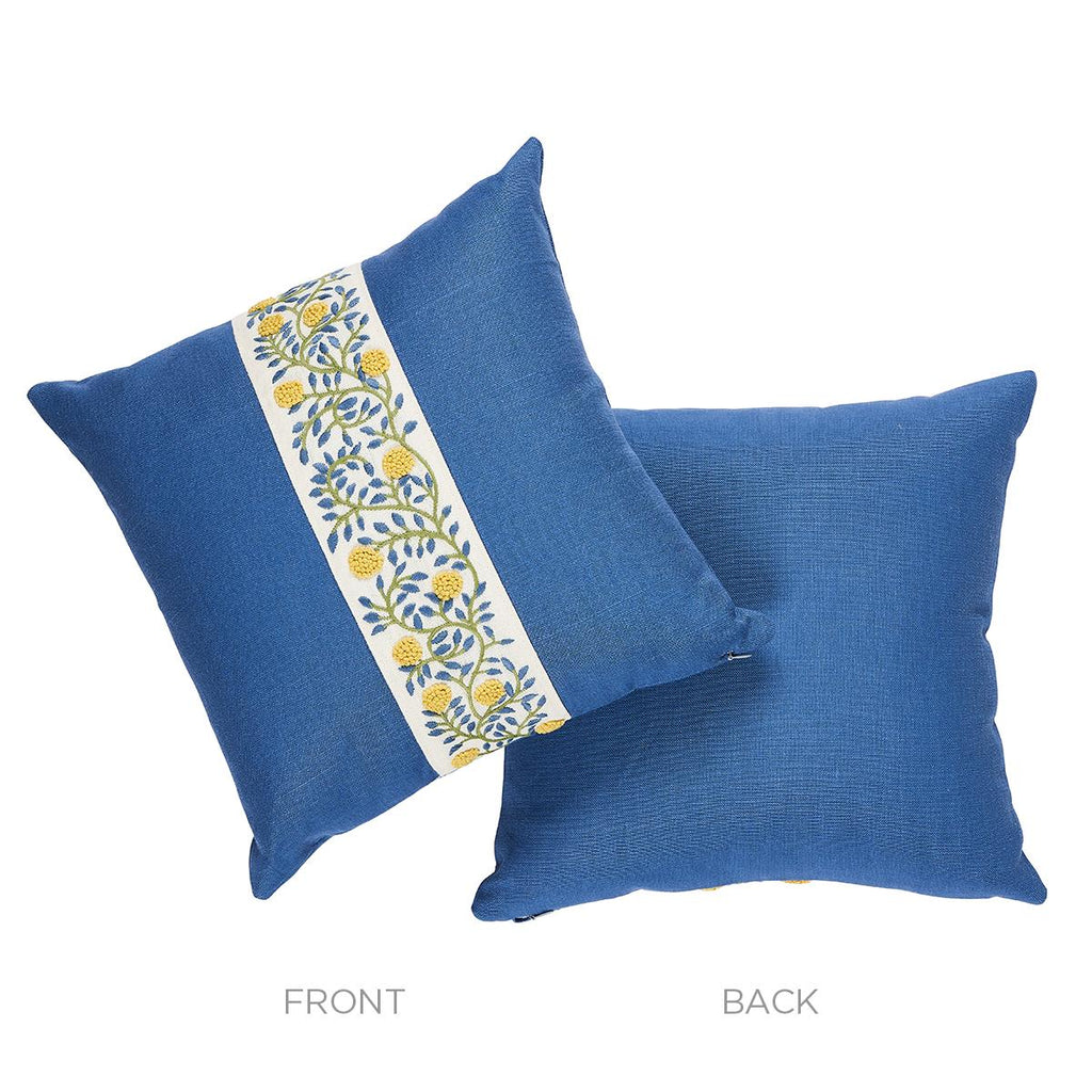 Schumacher Ashoka Citron & Blue 18" x 18" Pillow