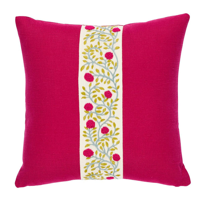 Schumacher Magenta & Leaf 18" x 18" Ashoka Pillow