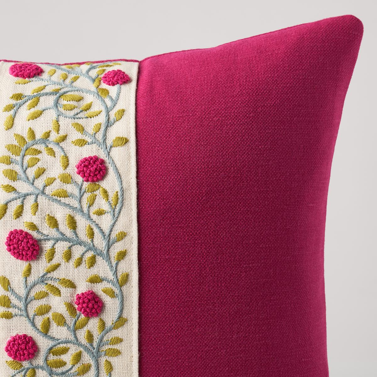 Schumacher Magenta & Leaf 18" x 18" Ashoka Pillow