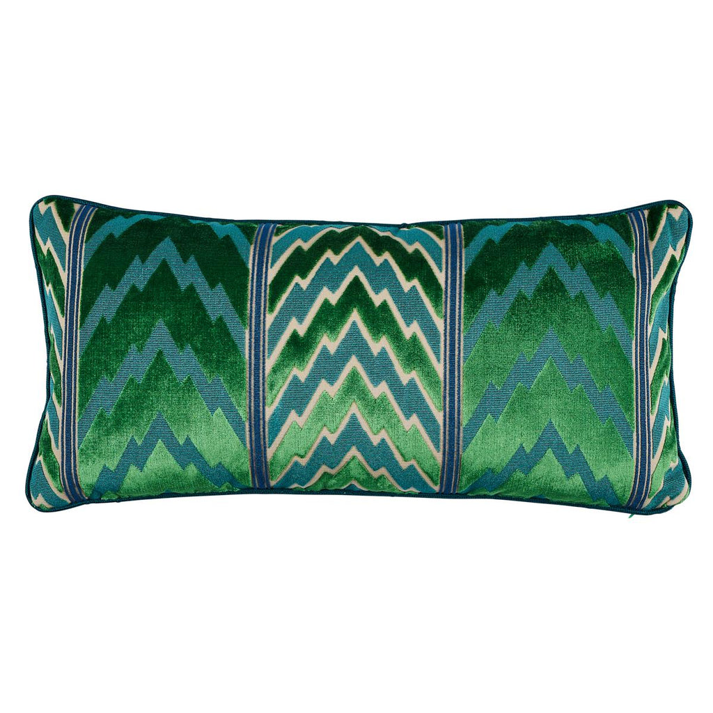 Schumacher Florentine Velvet Emerald 24" x 12" Pillow