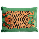 Schumacher Green 20" x 14" Jokhang Tiger Velvet Pillow