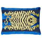 Schumacher Blue 20" x 14" Jokhang Tiger Velvet Pillow
