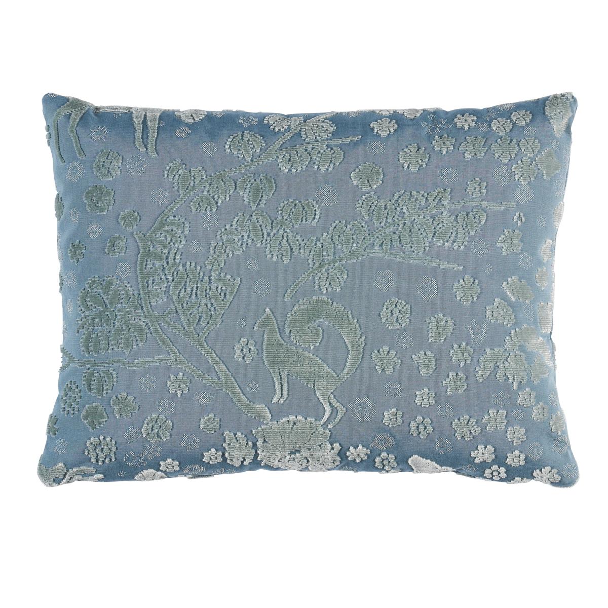 Schumacher Slate Blue 16" x 12" Arbor Forest Pillow