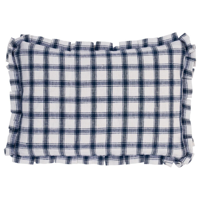 Schumacher Indigo 20" x 12" Crawford Check Pillow