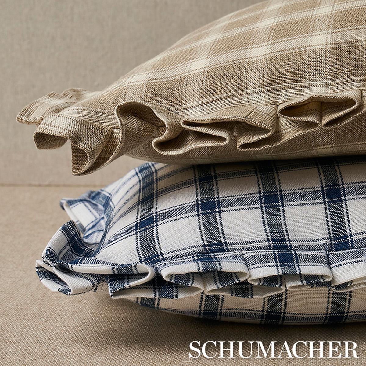 Schumacher Flax 20" x 12" Crawford Check Pillow
