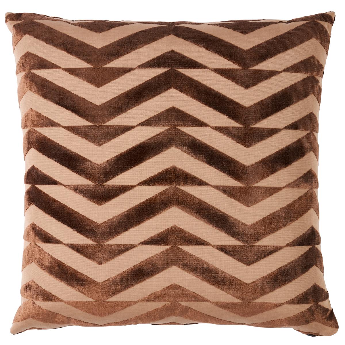 Schumacher Brown On Camel 22" x 22" Broken Chevron Pillow