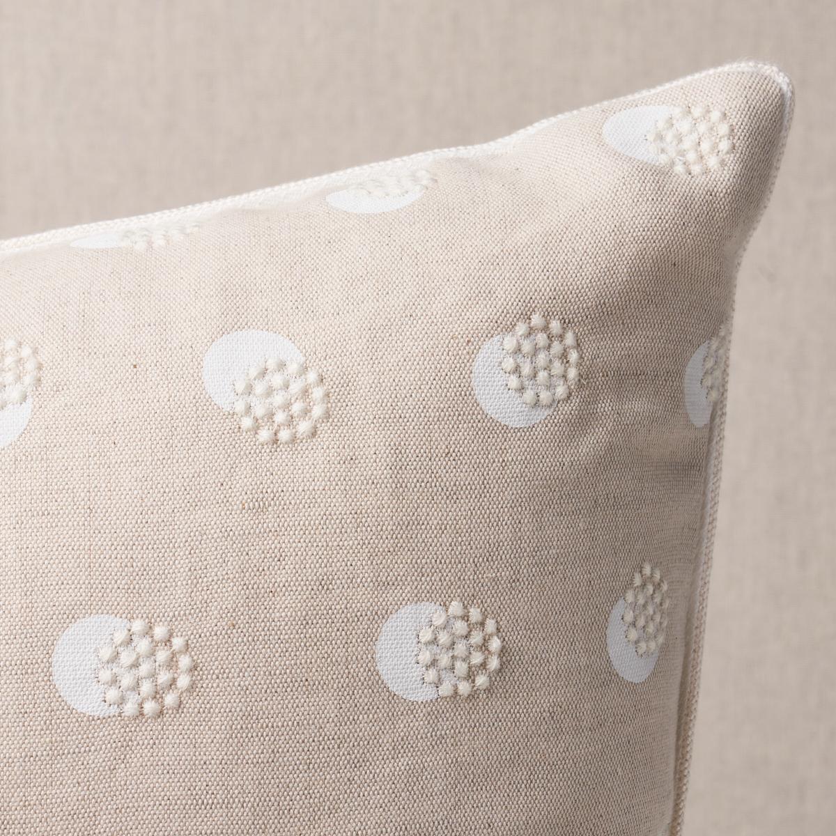 Schumacher Ivory On Natural 20" x 20" Taylor Embroidery Pillow