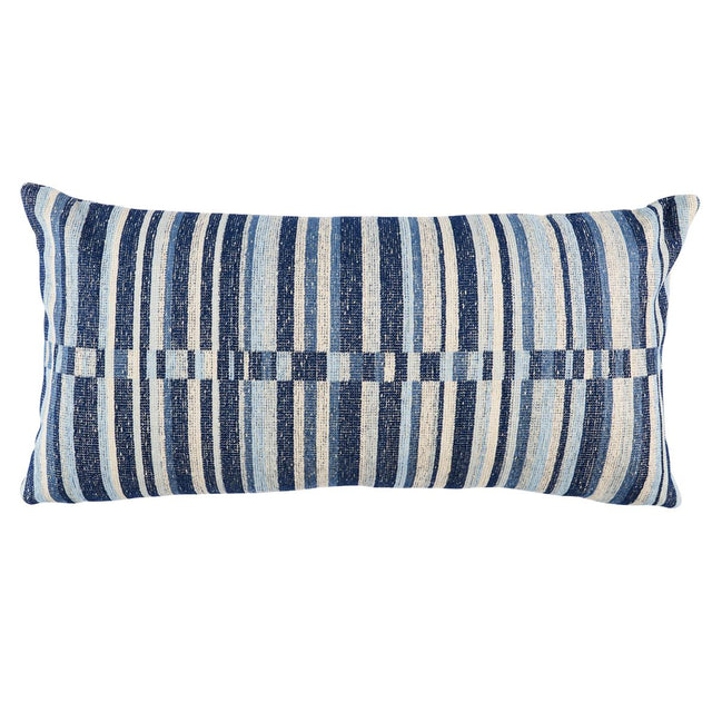 Schumacher Blue 24" x 12" Tierra Stripe Pillow