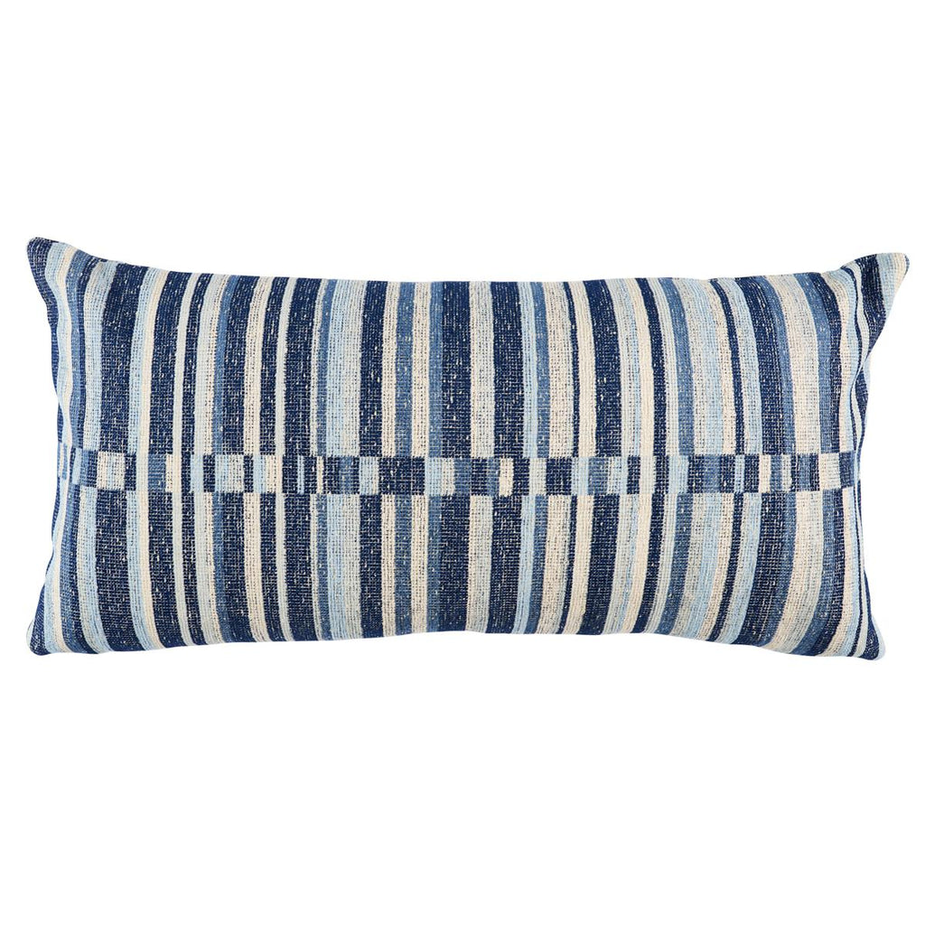 Schumacher Tierra Stripe Blue 24" x 12" Pillow