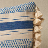 Schumacher Blue On Natural 20" x 14" Mirza Ikat Stripe Pillow