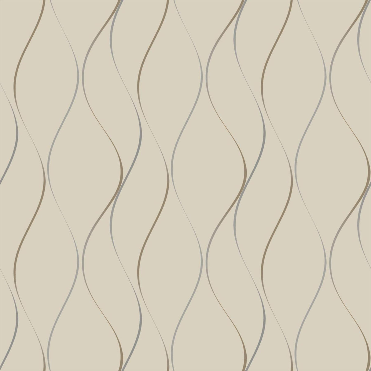 Antonina Vella Wavy Stripe Beige/Silver/Gold Wallpaper