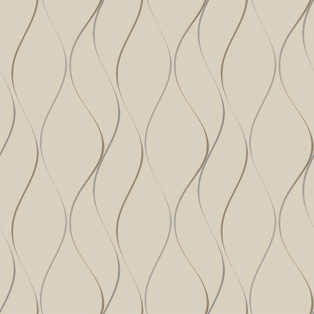 Antonina Vella Wavy Stripe Beige/Silver/Gold Wallpaper