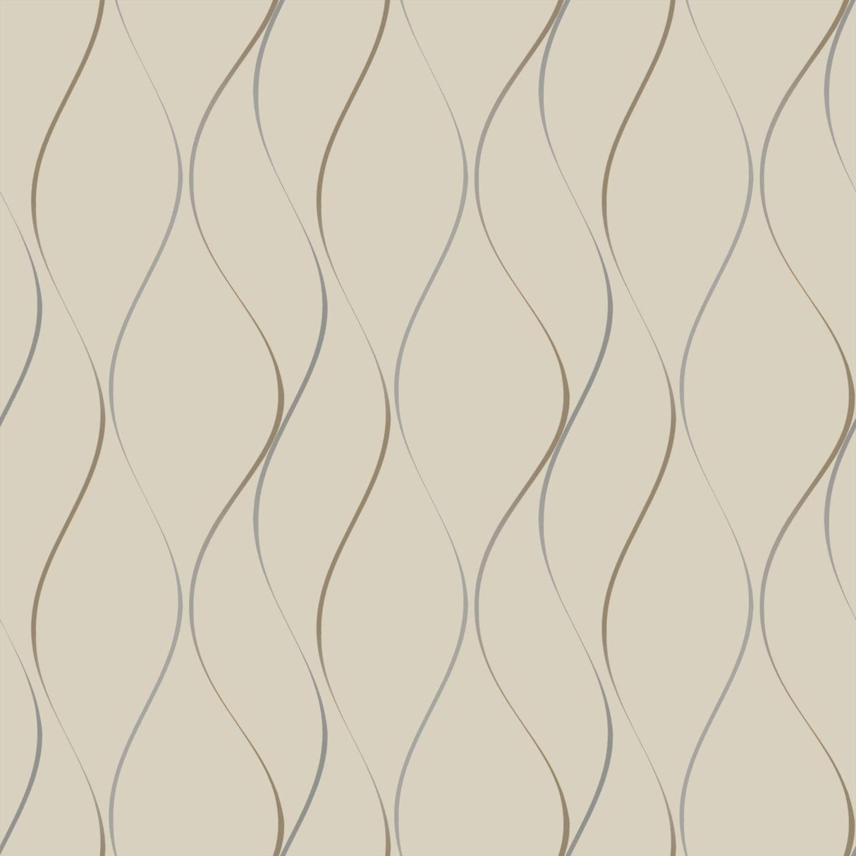 Antonina Vella Wavy Stripe Beige/Silver/Gold Wallpaper