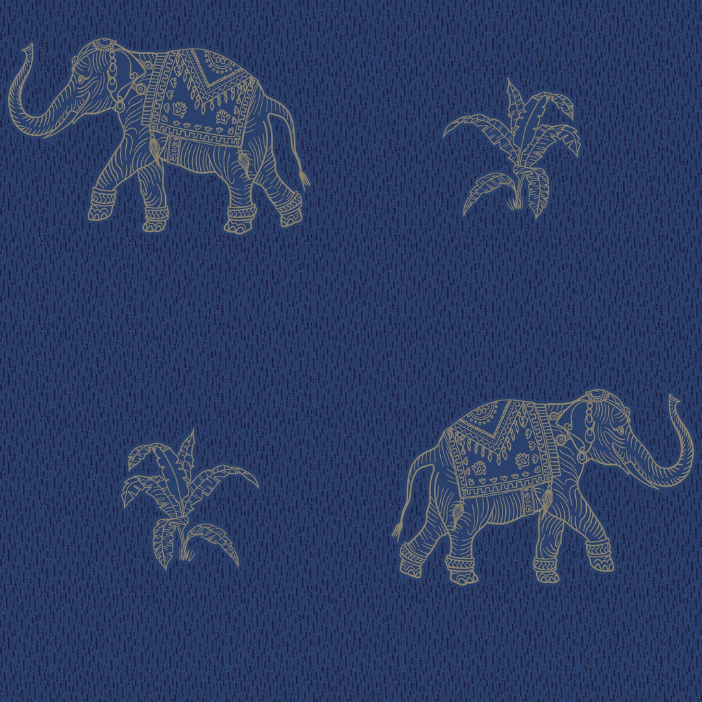 RoomMates Elephant Walk Peel & Stick blue/gold Wallpaper