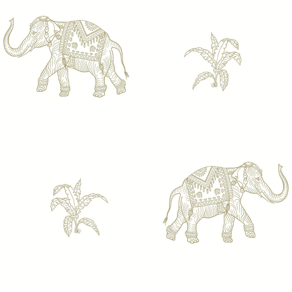 RoomMates Elephant Walk Peel & Stick white/gold Wallpaper