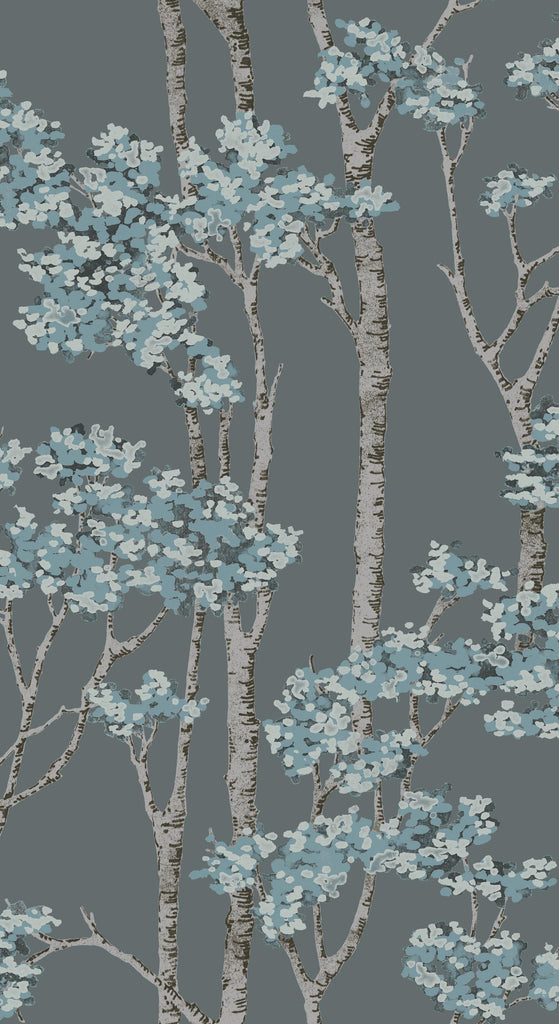 RoomMates Birch Grove Peel & Stick blue/brown/grey Wallpaper