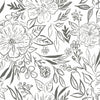 Roommates Floral Sketch Peel And Stick Grey/White Wallpaper